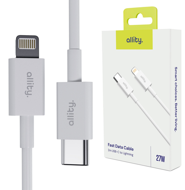 Kabel Allity AUC-03 USB-C - Lightning 2 m 27W White (5906667550115) - obraz 3