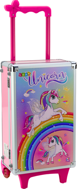Zestaw piękności LEAN Toys w walizce na kółkach z jednorożcem Różowy 24535 (5905991056621) - obraz 1