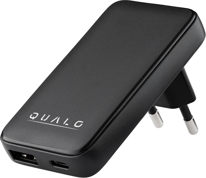 Зарядний пристрій Qualo GaNultra slim USB-A USB-C PD 45W Black (5907457773233) - зображення 2