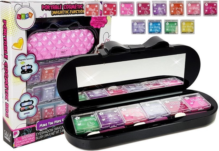 Набір для краси LEAN Toys for make-up з футляром для тіней та блискітками Pink 8309 (5903802456882) - зображення 2
