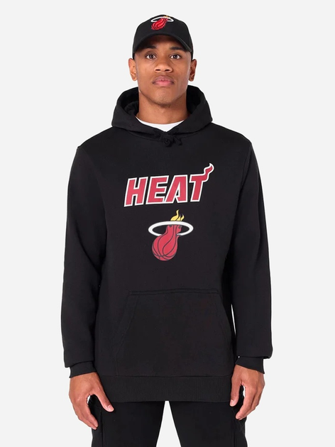Bluza męska z kapturem kangurka New Era NBA Regular Heat 60505424 L Czarna (0197883645142) - obraz 1