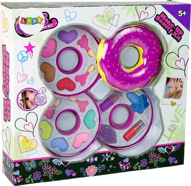 Zestaw piękności LEAN Toys Pączek paletka z cieniami do powiek i szminką 12190 (5904665999318) - obraz 1