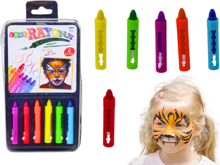 Zestaw kredek do malowania twarzy LEAN Toys 6 szt 20157 (5905991023425) - obraz 2