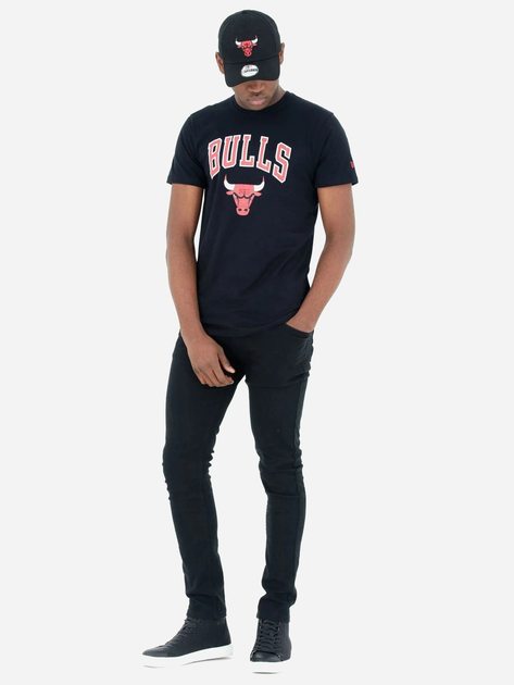 Футболка бавовняна довга чоловіча New Era Nos NBA Regular Tee Bulls 60416749 2XL Чорна (0197214897080) - зображення 3