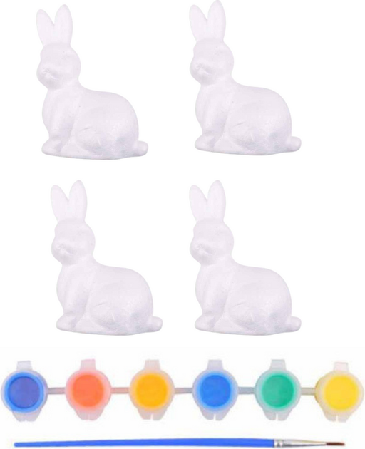 Набір пінопластових великодніх зайчиків LEAN Toys для розфарбовування фарбами, 4 шт. 21363 (5905991037965) - зображення 2