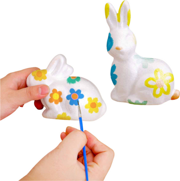 Набір пінопластових фігурок LEAN Toys до Великодня для розфарбовування 3 зайці + 2 яйця + фарби 21352 (5905991037859) - зображення 3