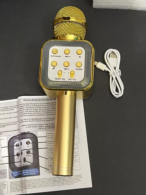 Караоке мікрофон Bluetooth DM WS1818 з динаміками бездротова колонка мікрофон для співу Жовтий - зображення 3