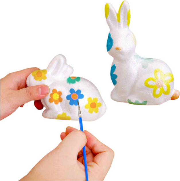 Набір пінопластових фігурок LEAN Toys для фарбування на Великдень: заєць + 2 яйця + фарби 21359 (5905991037927) - зображення 3