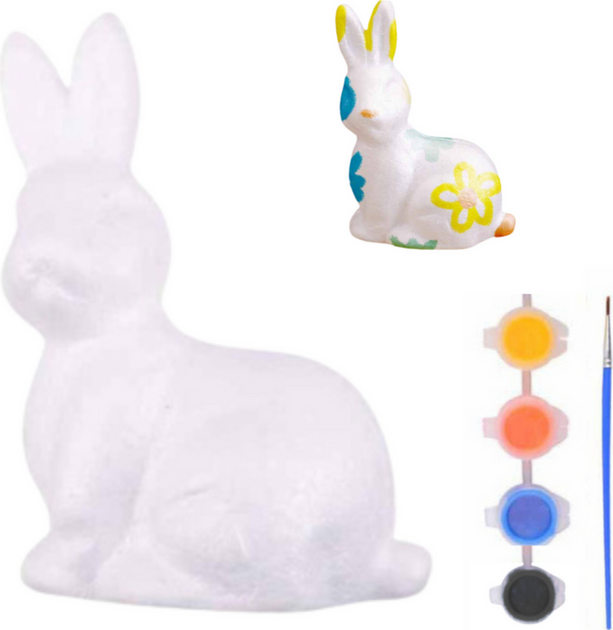 Набір пінопластових фігурок LEAN Toys до Великодня для розфарбовування: заєць + фарби + пензлик 21360 (5905991037934) - зображення 2