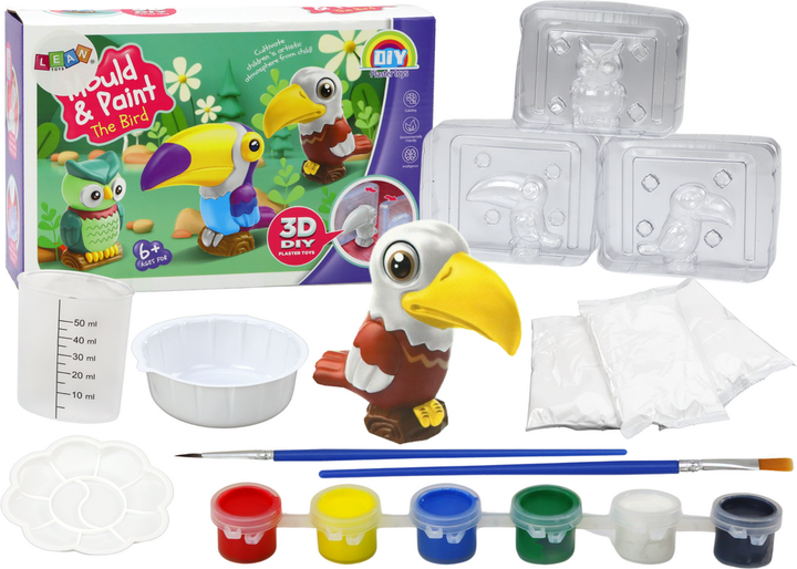 Креативний набір LEAN Toys для створення 3D-птахів з гіпсу та фарб 17790 (5905991006404) - зображення 2
