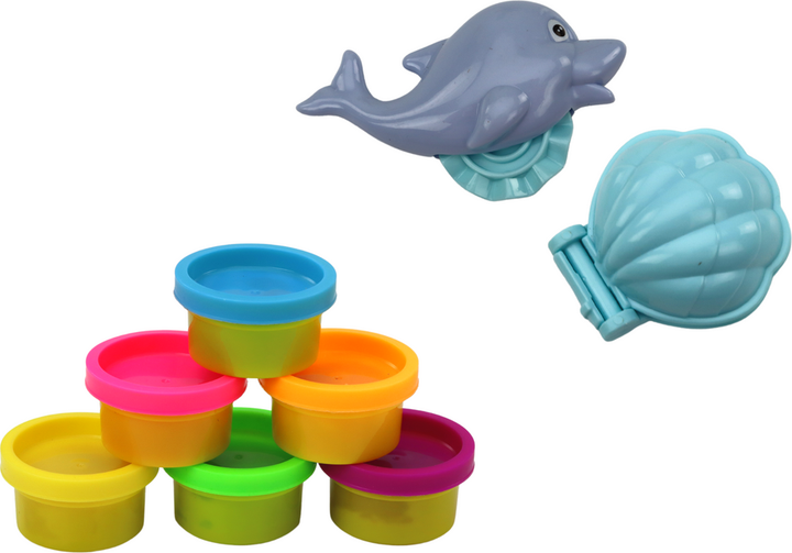 Набір пластиліну LEAN Toys Динозавр з формочками дельфін і мушлі 6 кольорів 19502 (5905991008774) - зображення 4