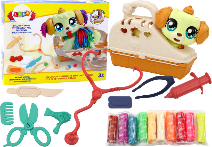 Zestaw kreatywny LEAN Toys Weterynarz z ciastoliną i pieskiem w transporterze 19501 (5905991008767) - obraz 1