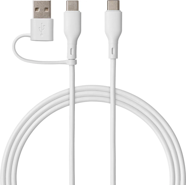 Kabel Qualo Recycling USB Type-C – USB Type-C/USB Type-A 1.5 m White (5907457783461) - obraz 1