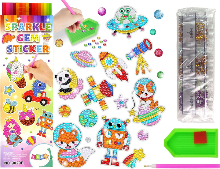 Набір для вишивки алмазами LEAN Toys Космос і астронавт зі наклейками 14967 (5905515354462) - зображення 2