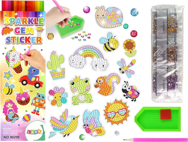 Zestaw do haftu diamentowego LEAN Toys Zwierzęta ogród i tęcza z naklejkami 14964 (5905515354431) - obraz 2
