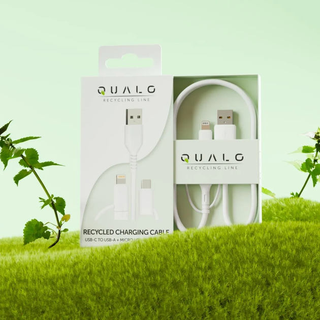 Кабель Qualo Recycling USB Type-A – microUSB/Lightning/USB Type-C 1.5 м White (5907457783478) - зображення 6