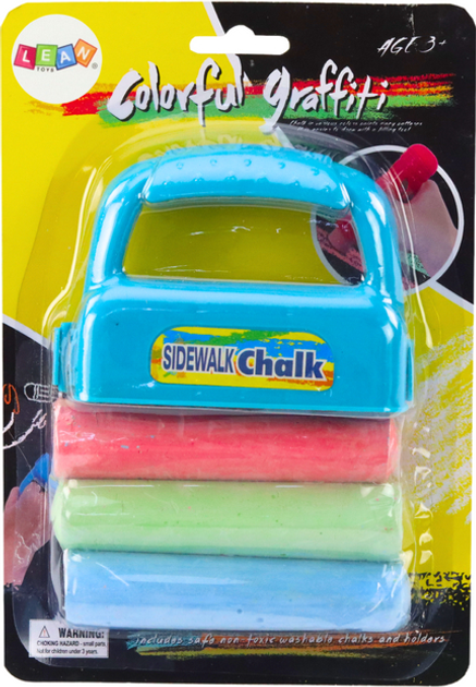 Zestaw kred chodnikowych LEAN Toys z uchwytem niebieskim 3 szt 17967 (5905991008439) - obraz 1