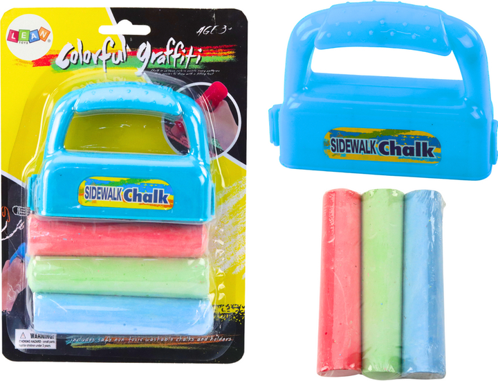 Zestaw kred chodnikowych LEAN Toys z uchwytem niebieskim 3 szt 17967 (5905991008439) - obraz 3
