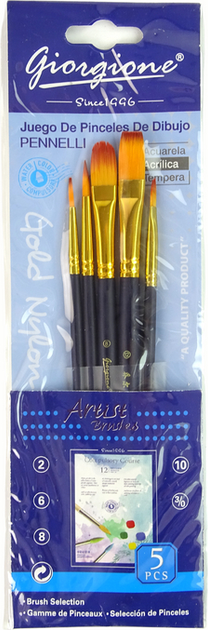 Pędzle artysty LEAN Toys 5 kształtów 16105 (5905679076521) - obraz 1