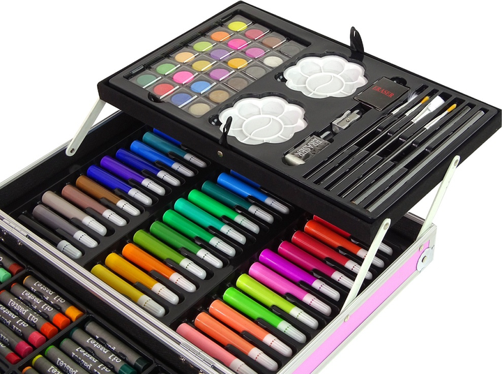 Zestaw artystyczny LEAN Toys Jednorożec w walizce 145 elementów Różowy 13097 (5905323212992) - obraz 10
