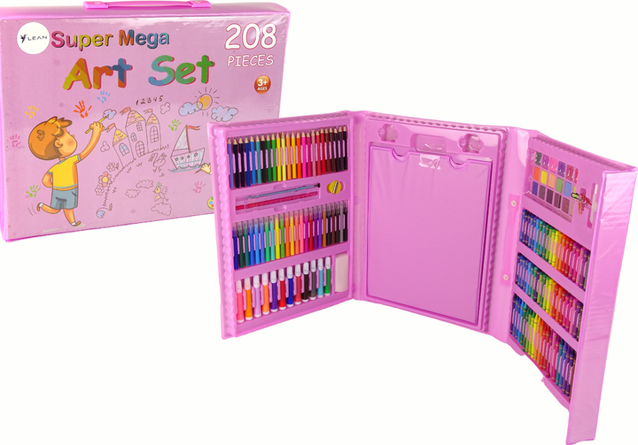 Zestaw artystyczny LEAN Toys w walizce 208 elementów Różowy 16155 (5905679077030) - obraz 2