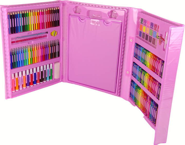 Zestaw artystyczny LEAN Toys w walizce 208 elementów Różowy 16155 (5905679077030) - obraz 3