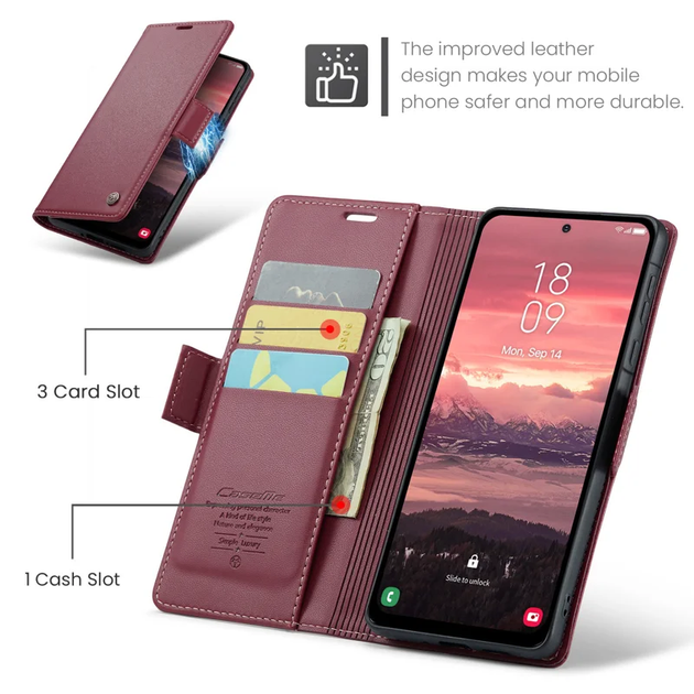 Шкіряний чохол-книжка Retro Case для Samsung Galaxy A36 5G Червоний (6117107_5) - Фото 2 Шкіряний чохол-книжка Retro Case для Samsung Galaxy A36 5G Червоний (6117107_5) - зображення 2