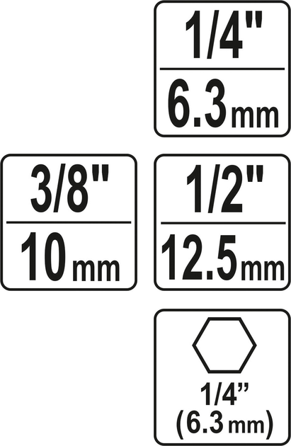 Zestaw adapterów YATO HEX 1/4" 3/8" 1/2" 3 szt (YT-04685) - obraz 4