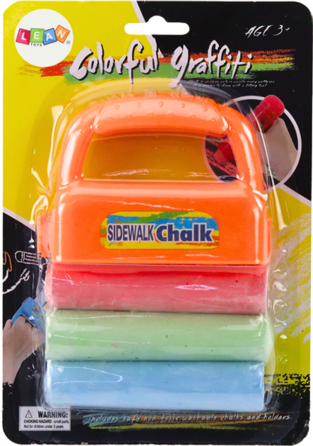 Zestaw kred chodnikowych LEAN Toys z uchwytem pomarańczowym 3 szt 17966 (5905991008422) - obraz 1