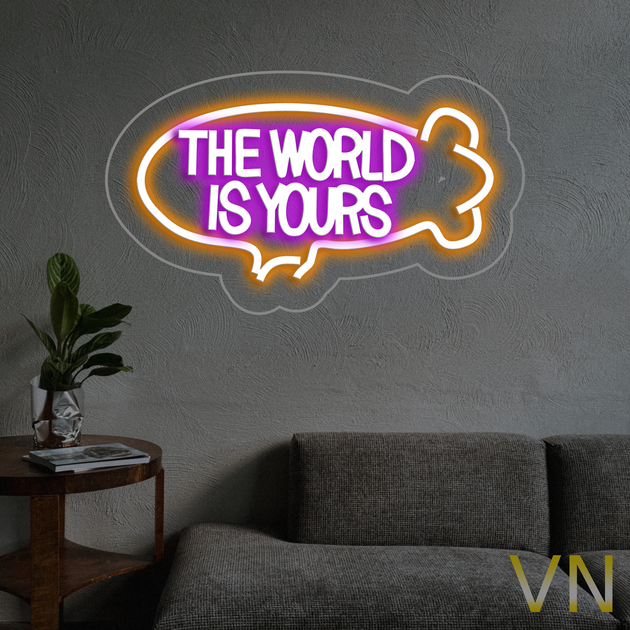 Неонова вивіска "The world is yours" 60х32 см 600 - Фото 3 Неонова вивіска "The world is yours" 60х32 см 600 - изображение 3