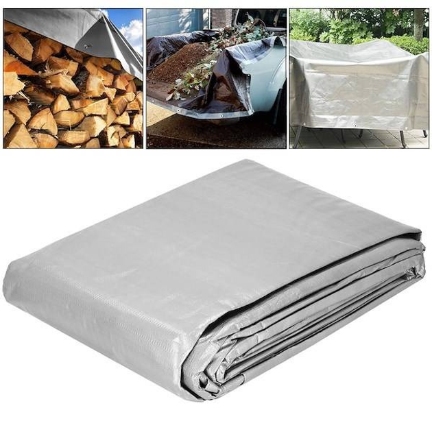 Plandeka Springos 6 x 4 m 270g/m2 gruba płachta ochronna szara (GA2155) (5907719430423) - obraz 17