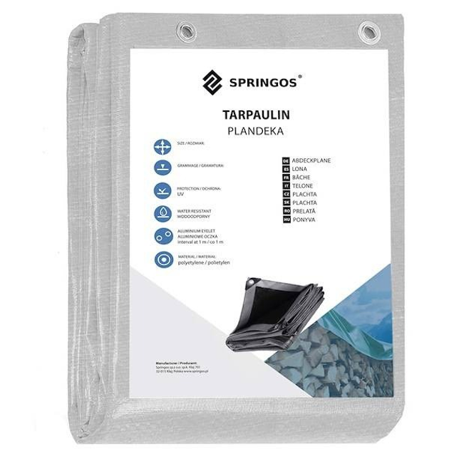 Тент Springos захисний лист 5 x 4 м 270 г/м2 сірий (GA2156) (5907719430430) - зображення 13