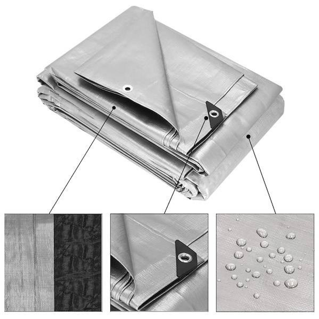 Plandeka Springos 3 x 3 m 270g/m2 gruba płachta ochronna szara (GA2160) (5907719430478) - obraz 16