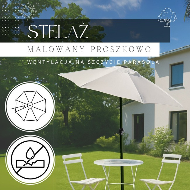Parasol ogrodowy Springos składany 260 cm duży na balkon Szary GU0022 (5907719429892) - obraz 18