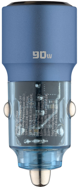 Ładowarka samochodowa Qualo Transparent 2x USB-C 90W Blue (5907457783331) - obraz 3