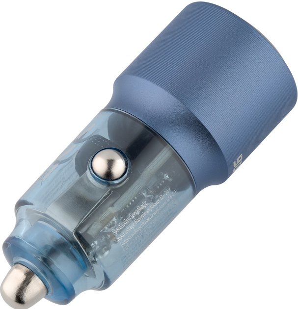 Ładowarka samochodowa Qualo Transparent 2x USB-C 90W Blue (5907457783331) - obraz 4