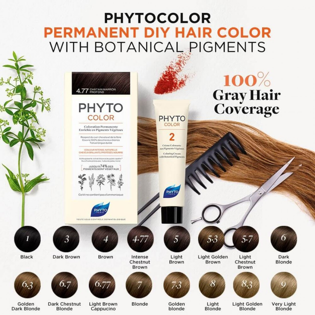 Крем-фарба для волосся Phyto Color 4.77 Intense Chestnut Brown Темно-каштановий шатен (3338221002563) - зображення 3