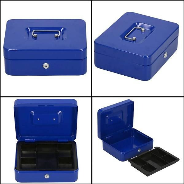 Кешбокс Springos Металева сейфова коробка 25 x 20 x 9 см блакитна HA5040 (5907719430621) - зображення 8