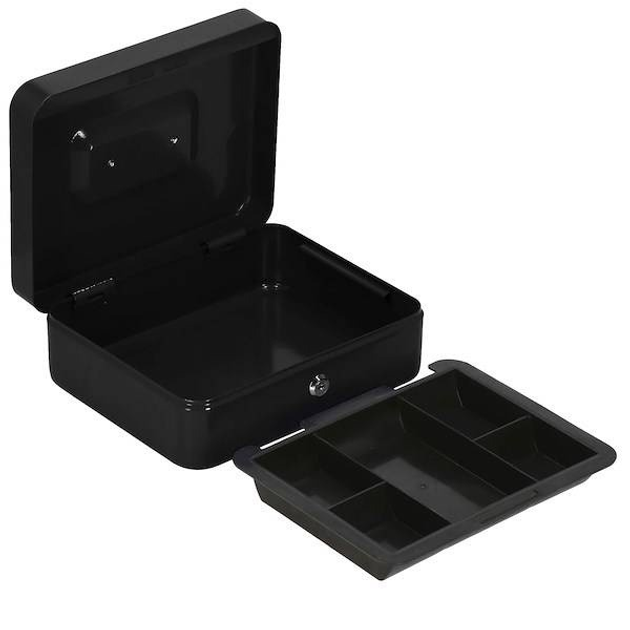 Kasetka na pieniądze Springos 25 x 20 x 9 cm metalowy sejf pudełko czarne HA5041 (5907719430638) - obraz 3