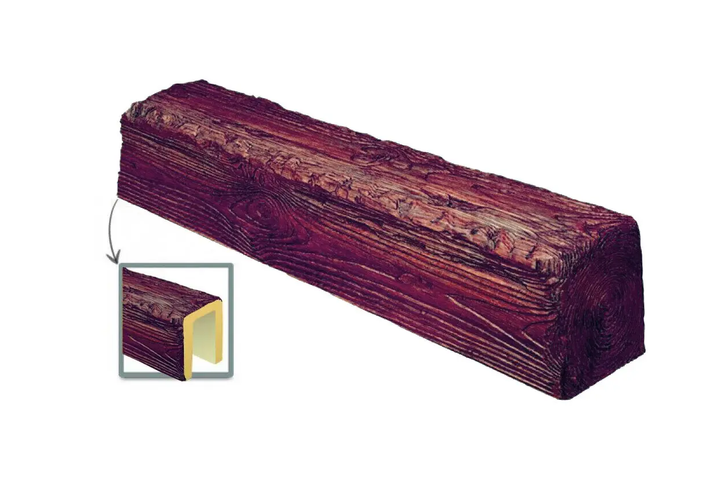 Балка полиуретановая DECOWOOD Рустик EQ 007 (4 м) classic 6х9 Красный - изображение 2