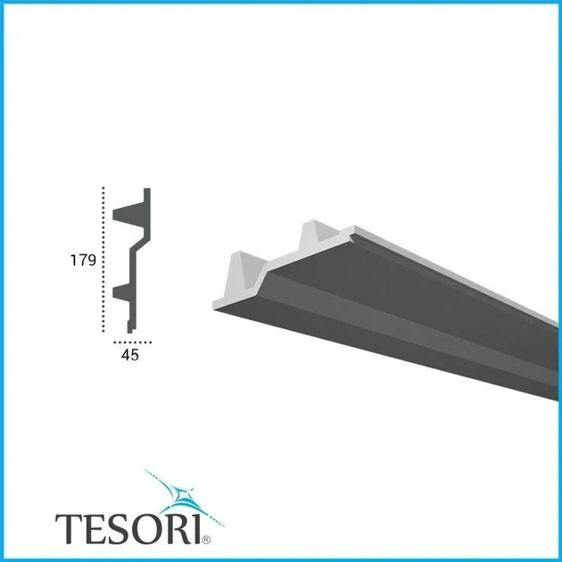 Молдинг полиуретановый гладкий серия F Tesori KF 707 Жесткий 2000 мм - изображение 2