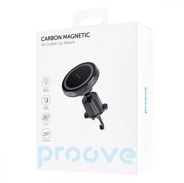 Держатель телефона в авто Proove Carbon Magnetic Air Outlet Car Mount Magnetic Ring - Фото 1 Держатель телефона в авто Proove Carbon Magnetic Air Outlet Car Mount Magnetic Ring - изображение 1