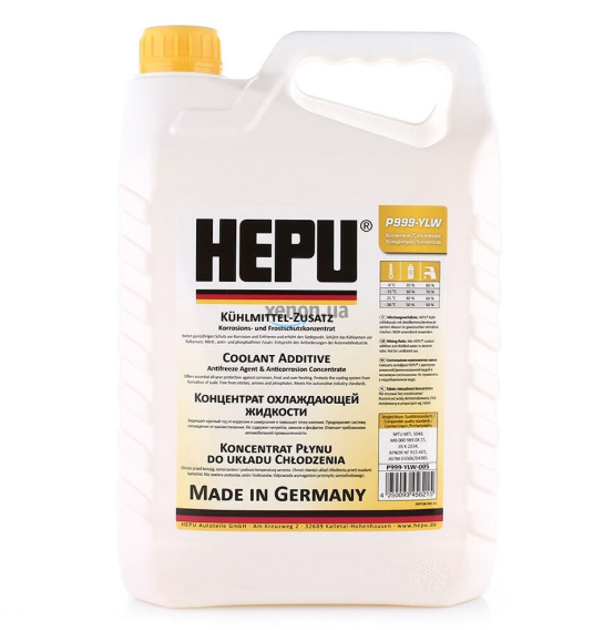 Антифриз желтый HEPU P999 - G11 концентрат - 5л - Фото 1 Антифриз желтый HEPU P999 - G11 концентрат - 5л - изображение 1