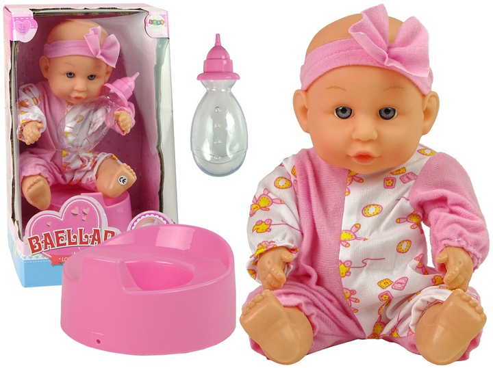 Lalka Bobas Lean Toys z funkcją siusiania Różowa 24 cm (5904204759250) - obraz 2