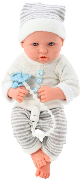 Пупс Lean Toys в одязі з шапочкою White/Grey 35 см (5905991015291) - зображення 3