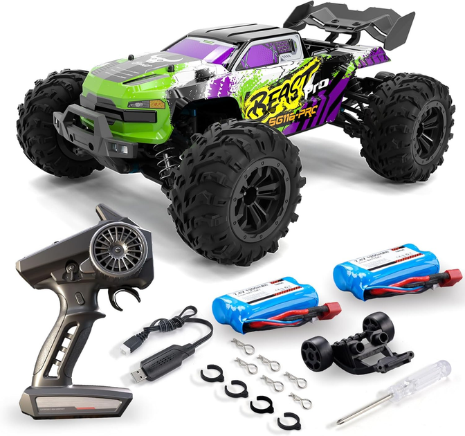 Машинка на радиоуправлении SG116 PRO 1:16 4WD до 40 км/ч, RC монстр трак внедорожник, радиоуправляемый автомобиль для дрифта и бездорожья + батарейки в пульт - изображение 12
