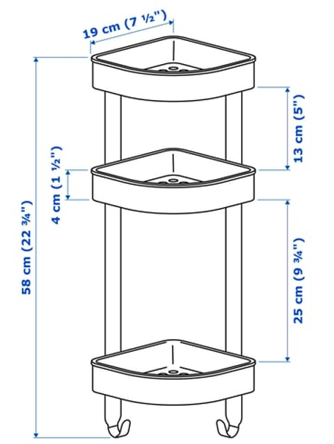 Półka ścienna narożna IKEA BROGRUND 19x58 cm stal nierdzewna (304.089.79) - obraz 4