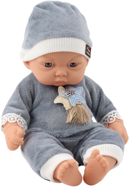 Пупс Lean Toys у піжамі з шапочкою Grey 30 см (5905991055808) - зображення 1