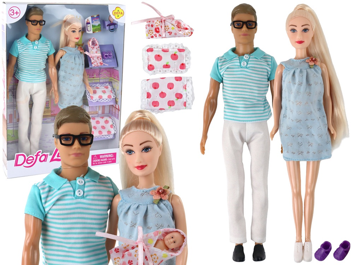 Лялька Lean Toys Кевін + Люсі набір хлопчик 32 см + жінка 31 см + дитина + аксесуари (5905515352475) - зображення 2