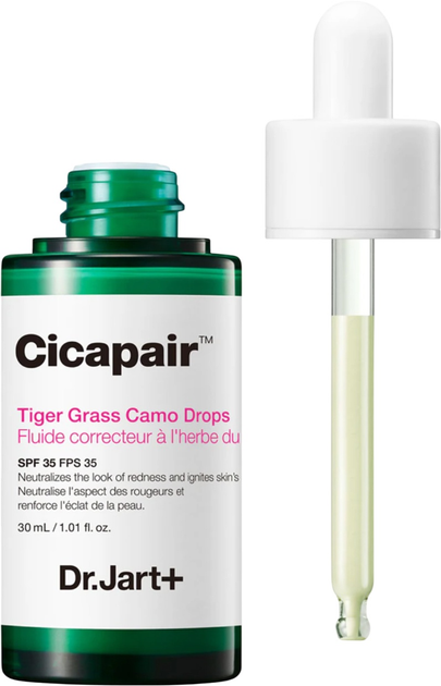Зволожуючий тональний флюїд Dr.Jart+ Cicapair Tiger Grass Camo Drops Spf 35 коригуючий 30 мл (8809844992371) - зображення 2